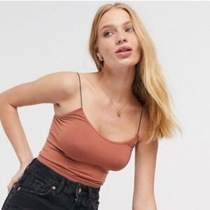 Free People Intimately Brami Skinny Strap Tank in Rust•NWOT•SIZE XS/S
